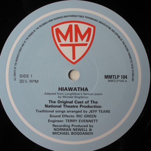 Hiawatha vinyl disc label